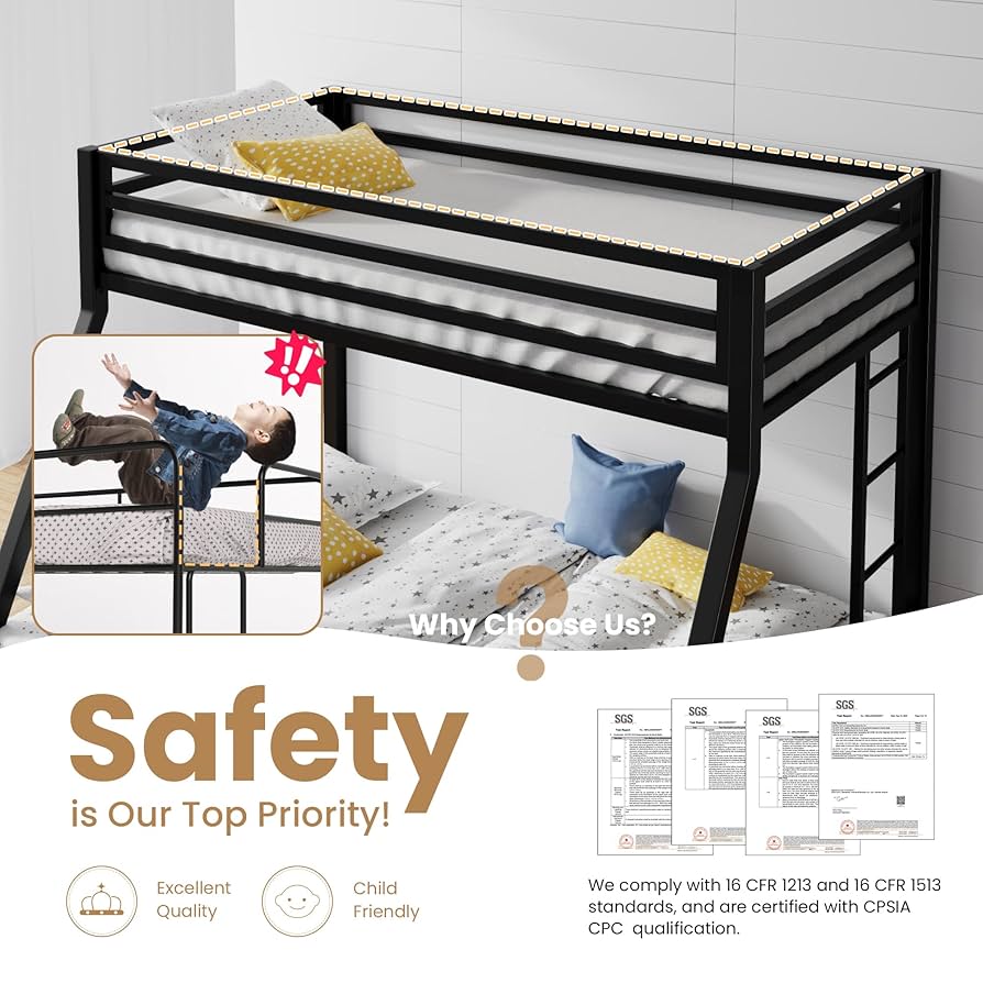 Amazon.com: SHA CERLIN Loft Bunk Bed Twin Over Full Size
